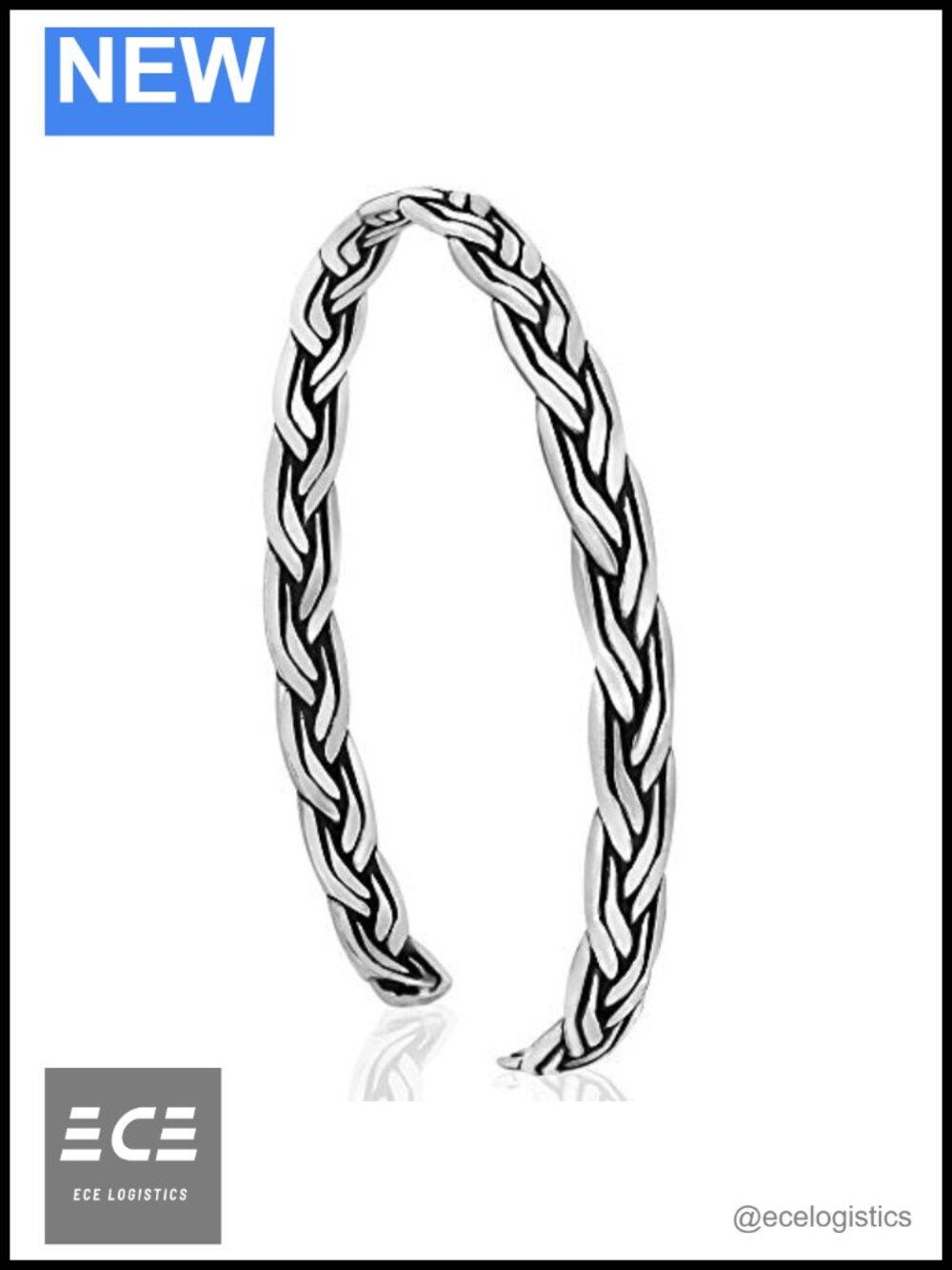 925 Sterling Silver Braided Cuff Bracelet Thin Adjustable 6.3in